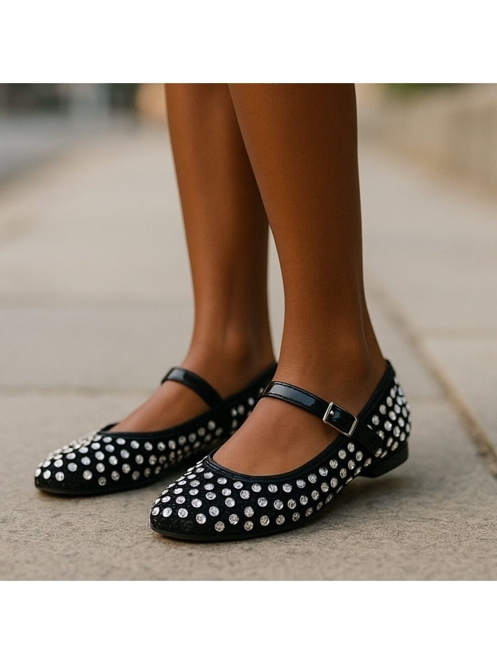Lemonade Mesh Fabric Studded Mary Jane Flats  Size 8 goth whimsigoth festival
